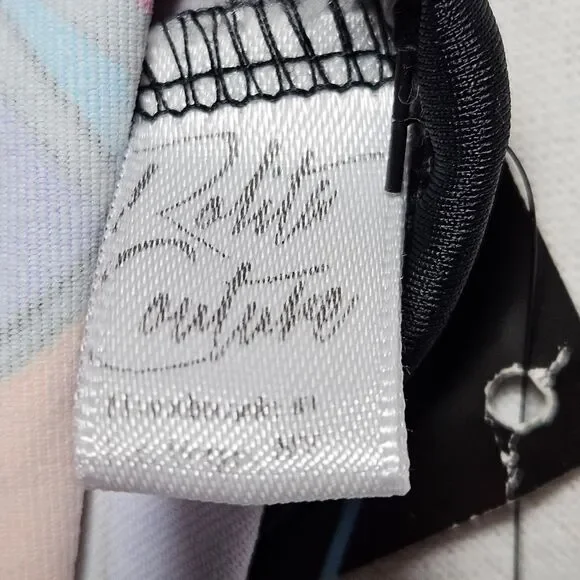 Rolita Couture Bold Colorful Neon Stained Glass Print Festival Buckle Crop Top - Picture 9 of 14